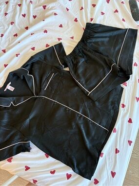Victoria's Secret Black Satin Pajama Set